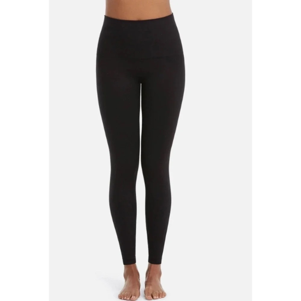 Spanx Look at Me Now Seamless Black High Waist Leggings Tummy Control Shaping L